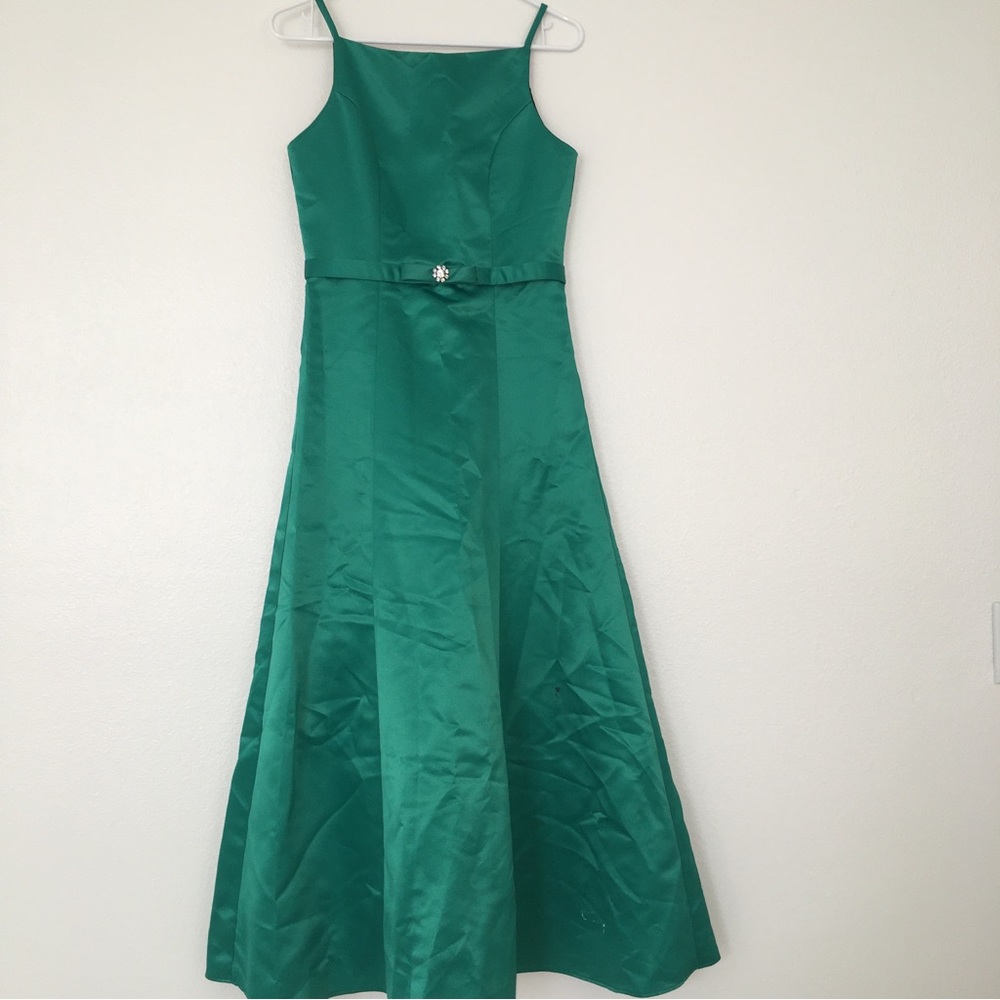 Seafoam Green Spaghetti Strap Evening Gown with Shawl